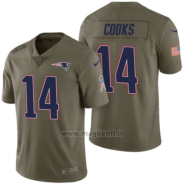 Maglia NFL Limited New England Patriots 14 Brandin Cooks 2017 Salute To Service Verde